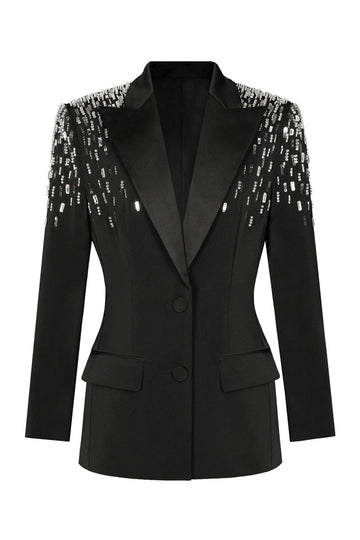 White Peak Lapel Single Breasted Femmes Bal Blazer avec Paillettes